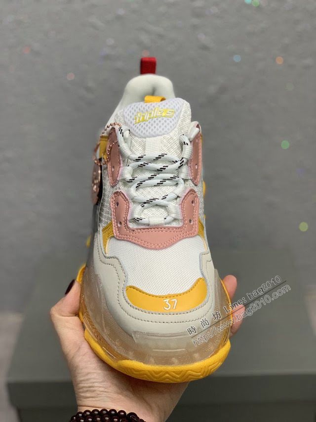 Balenciaga經典款男女鞋 巴黎世家頂級版本Triple S厚底氣墊大底LOGO老爹鞋 Balenciaga情侶款老爹鞋  hdbl1274